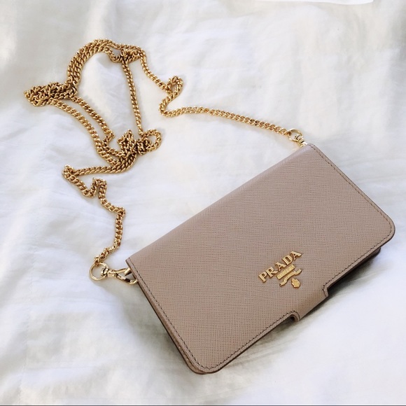 Prada Handbags - Prada Saffiano iPhone 7/8 Case On Chain